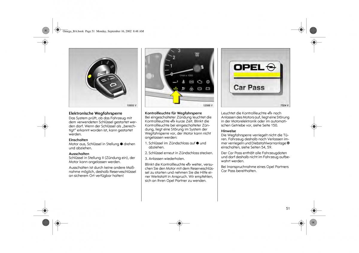 Opel Omega B FL Vauxhall Omega Cadillac Catera Handbuch / page 53