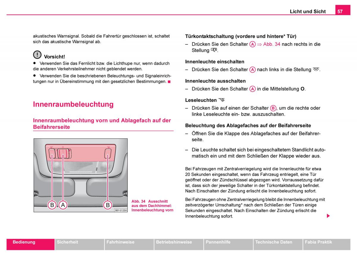 Skoda Fabia I 1 Handbuch / page 58