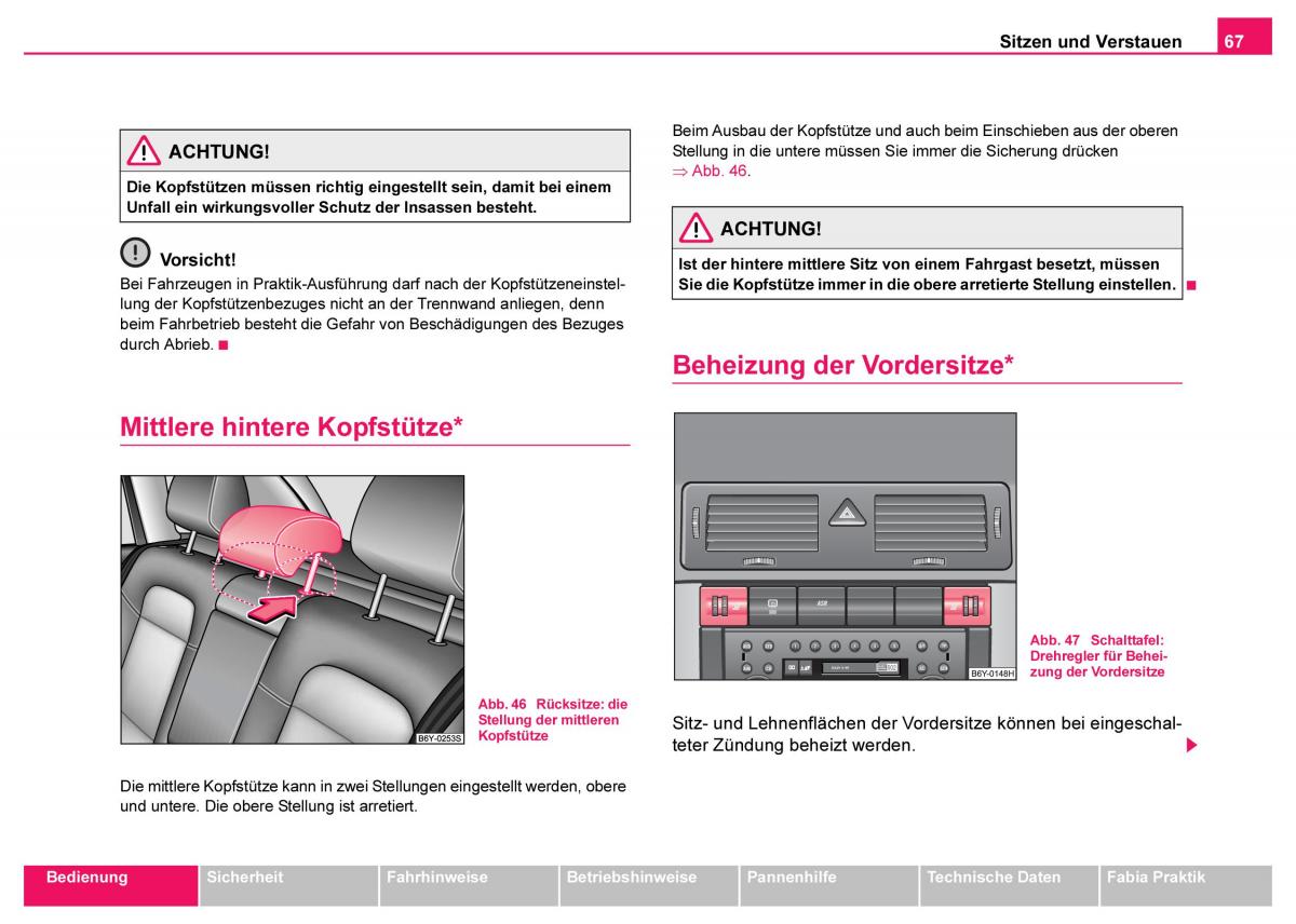 Skoda Fabia I 1 Handbuch / page 68