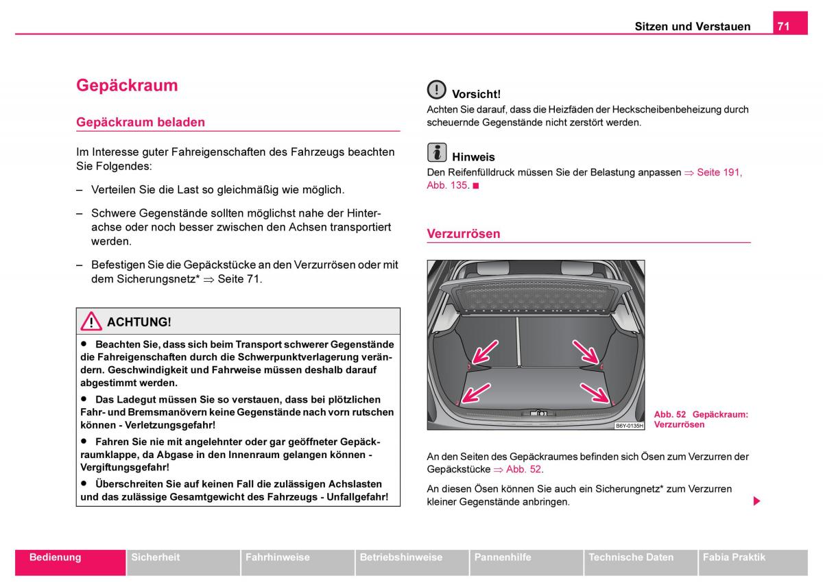 Skoda Fabia I 1 Handbuch / page 72