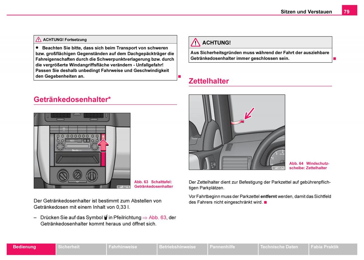 Skoda Fabia I 1 Handbuch / page 80