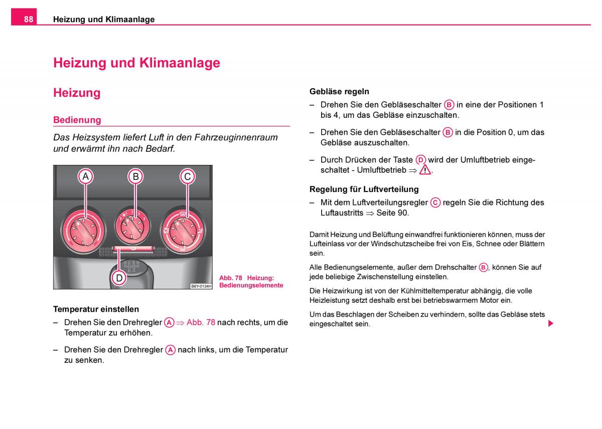 manual Skoda Fabia Skoda Fabia I 1 Handbuch / page 89