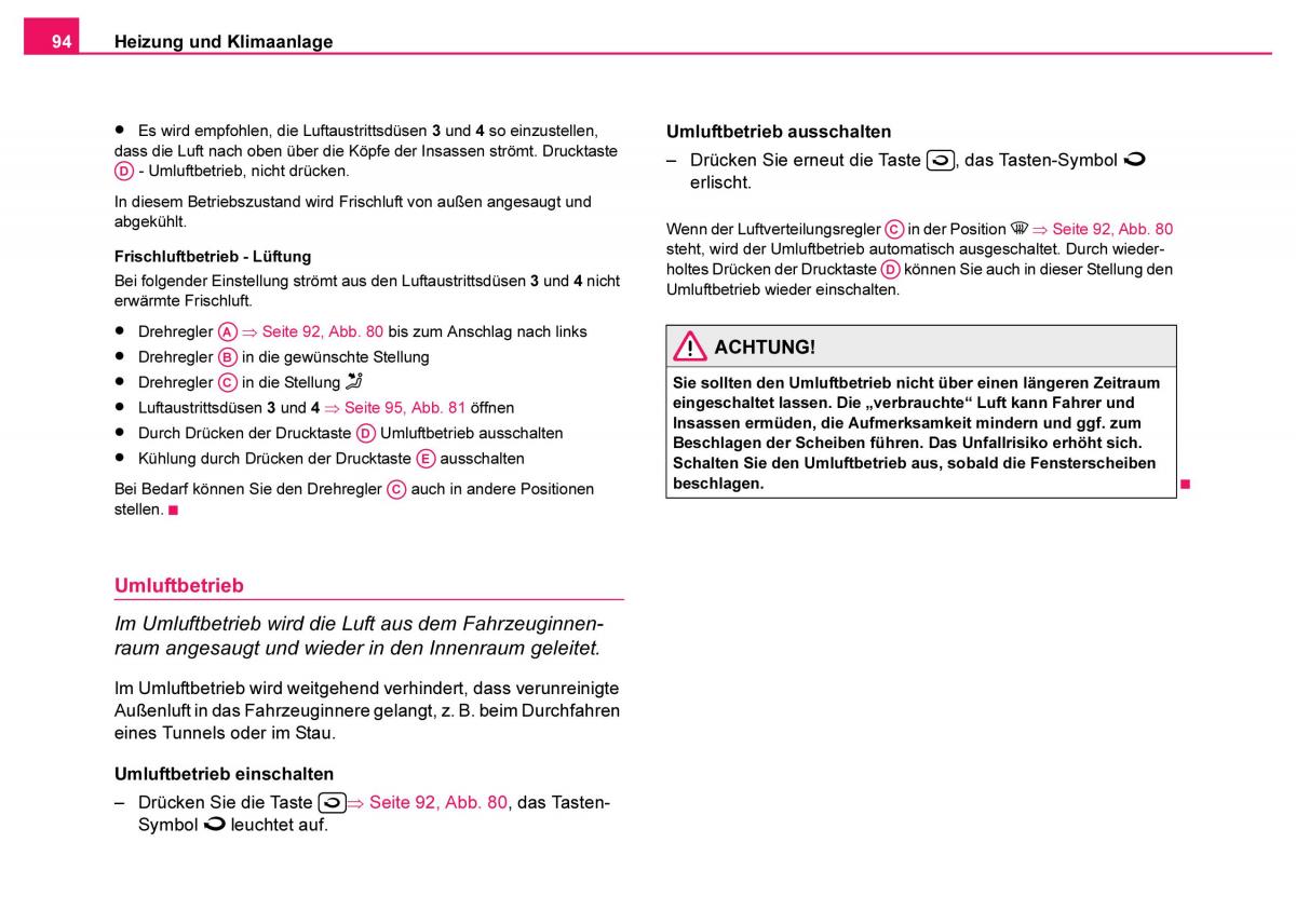 Skoda Fabia I 1 Handbuch / page 95