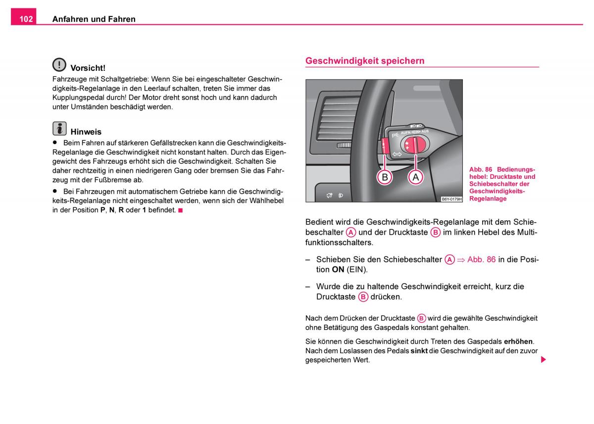 Skoda Fabia I 1 Handbuch / page 103