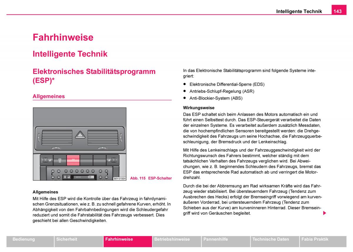 Skoda Fabia I 1 Handbuch / page 144