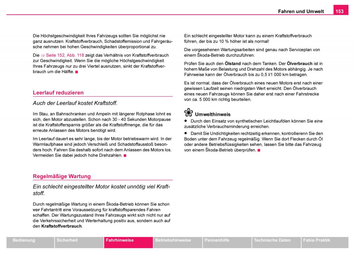 Skoda Fabia I 1 Handbuch / page 154