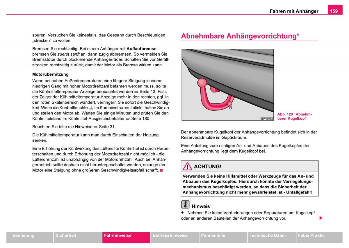 Skoda Fabia I 1 Handbuch / page 160