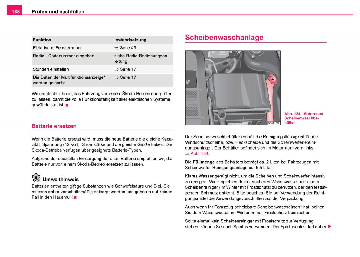 Skoda Fabia I 1 Handbuch / page 189