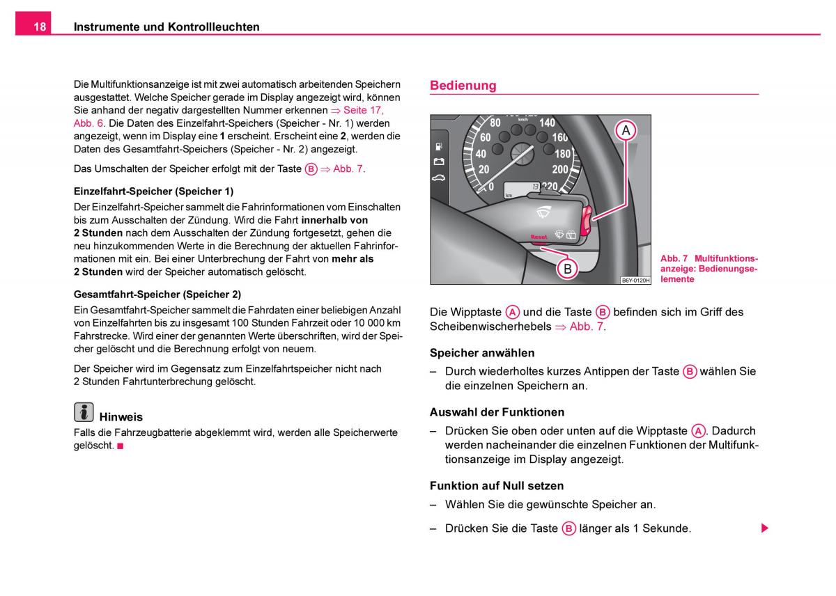 Skoda Fabia I 1 Handbuch / page 19