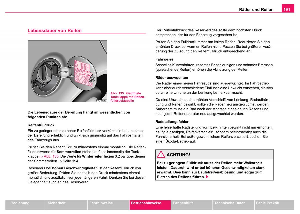 Skoda Fabia I 1 Handbuch / page 192