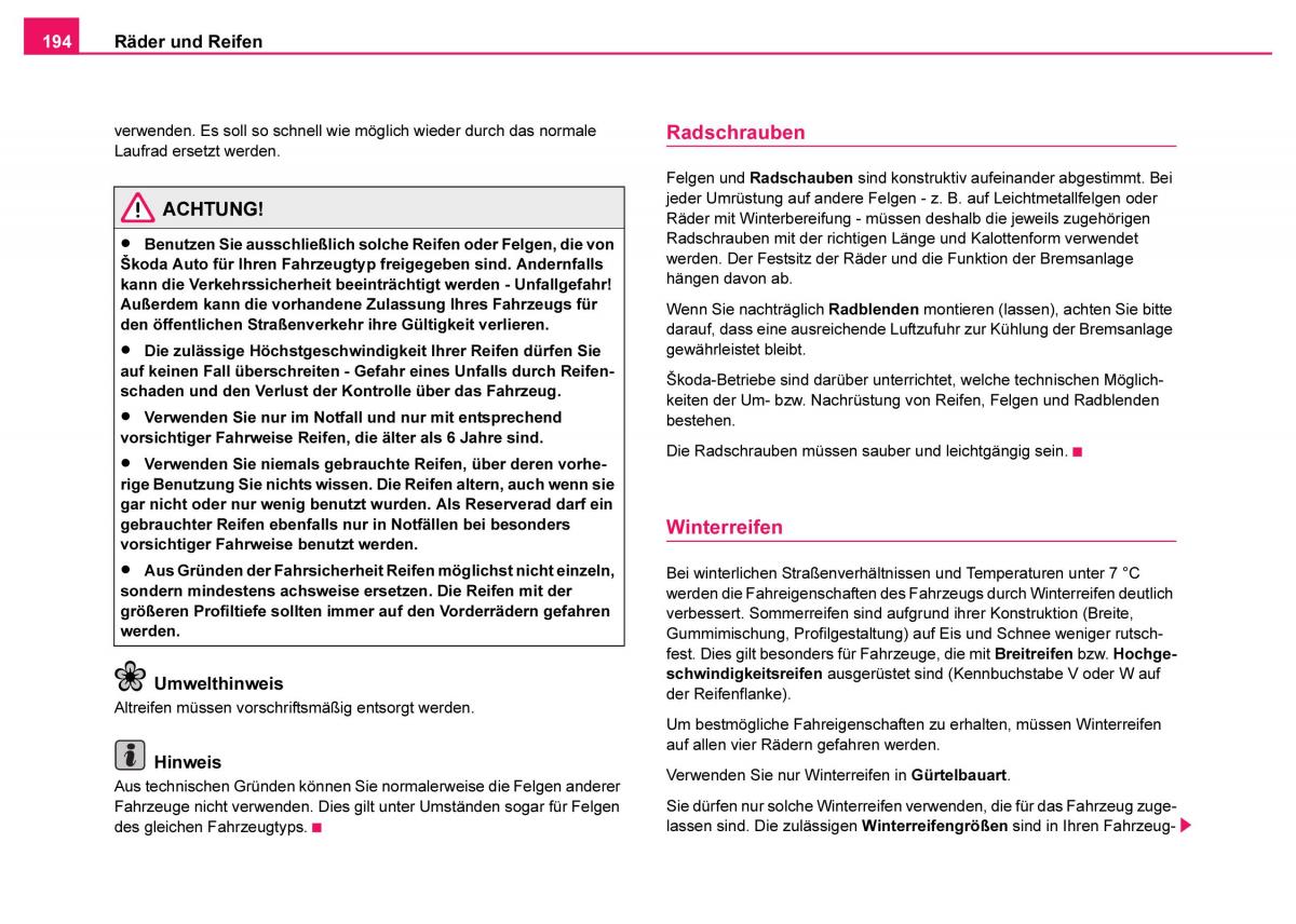 Skoda Fabia I 1 Handbuch / page 195