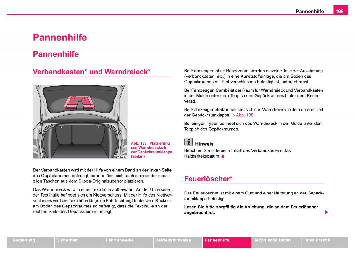 Skoda Fabia I 1 Handbuch / page 200