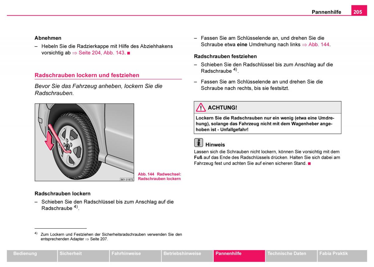 Skoda Fabia I 1 Handbuch / page 206