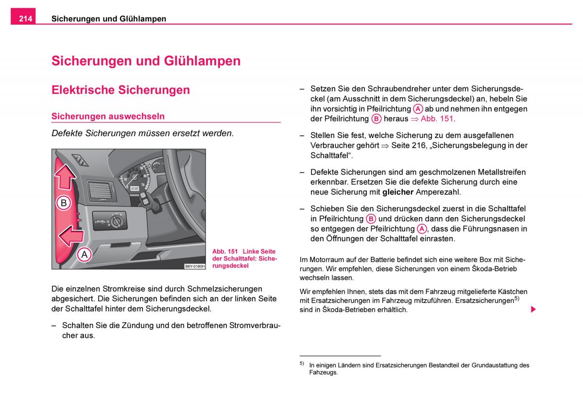 Skoda Fabia I 1 Handbuch / page 215