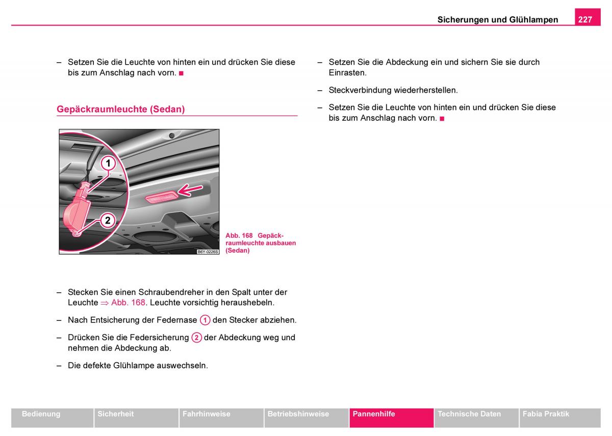 Skoda Fabia I 1 Handbuch / page 228