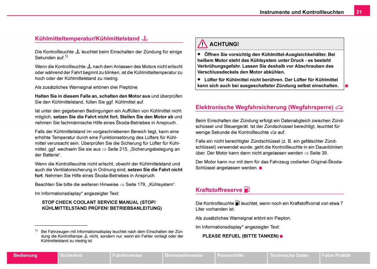 Skoda Fabia I 1 Handbuch / page 32