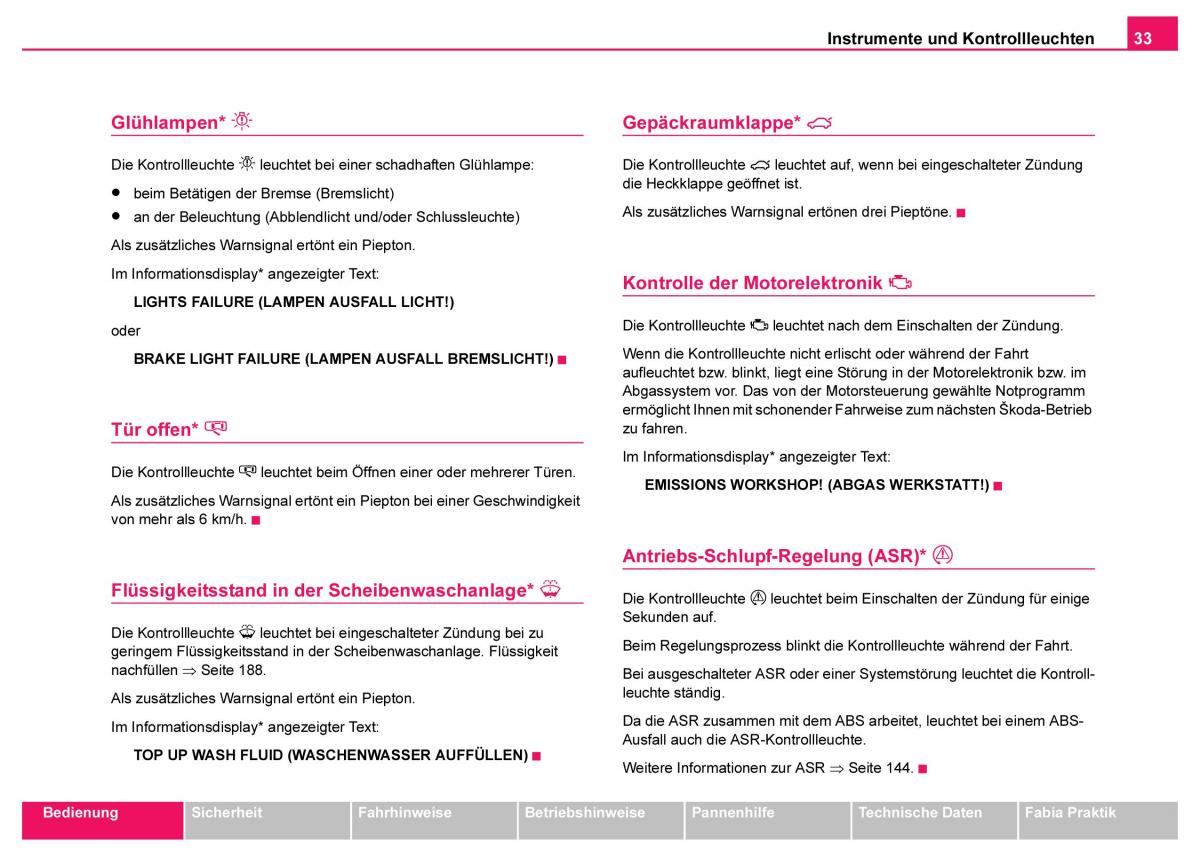 Skoda Fabia I 1 Handbuch / page 34