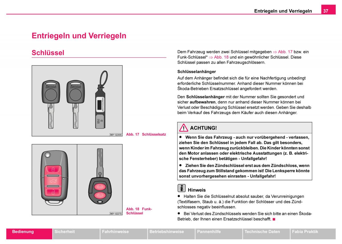 Skoda Fabia I 1 Handbuch / page 38