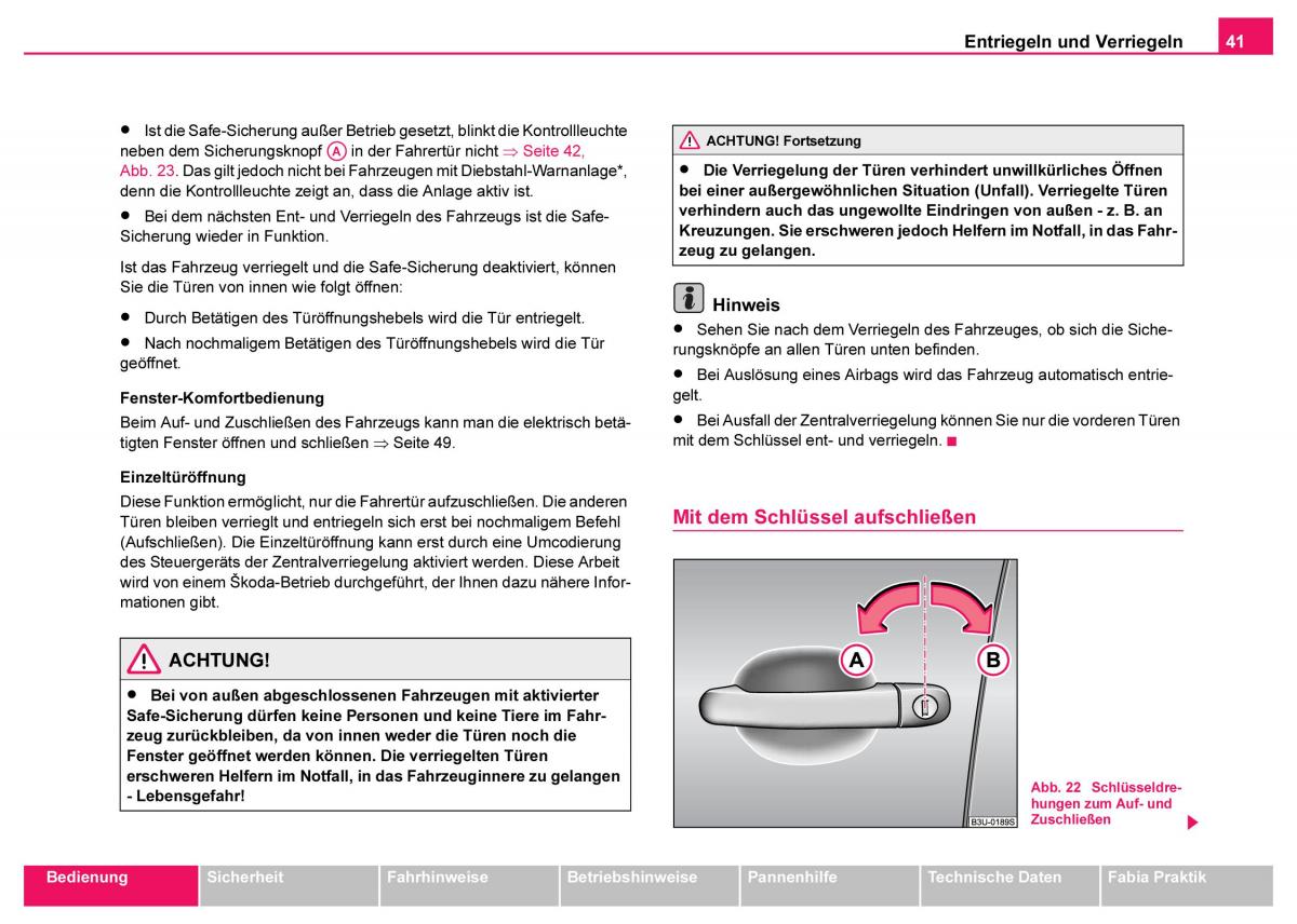 Skoda Fabia I 1 Handbuch / page 42