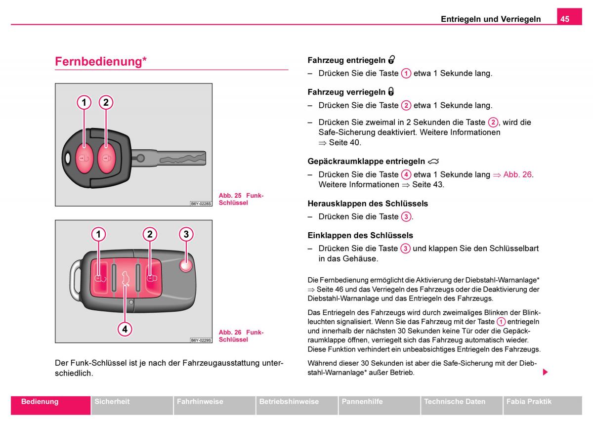 Skoda Fabia I 1 Handbuch / page 46