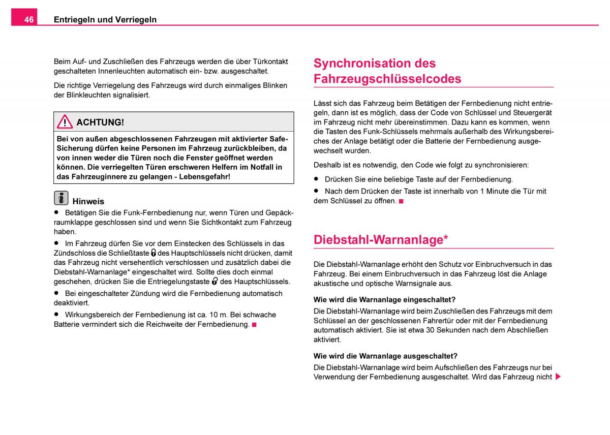 Skoda Fabia I 1 Handbuch / page 47