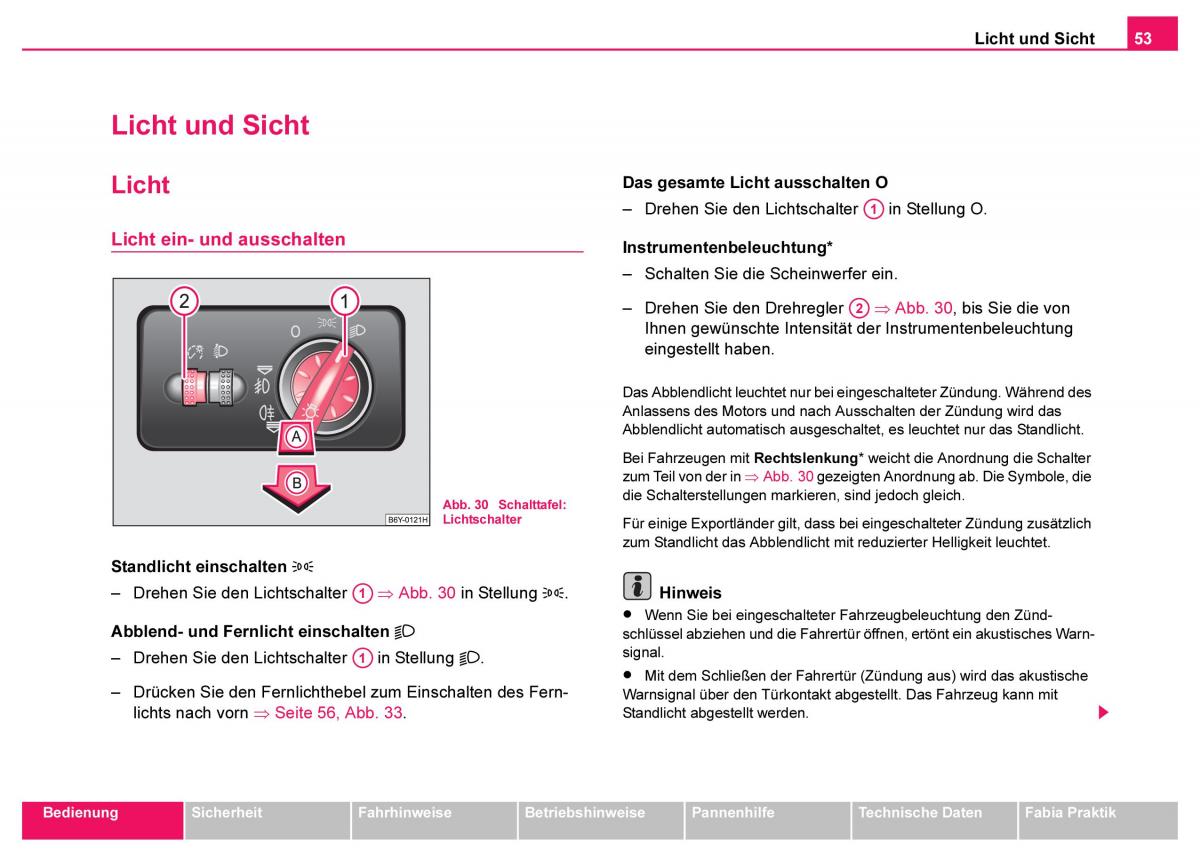 Skoda Fabia I 1 Handbuch / page 54