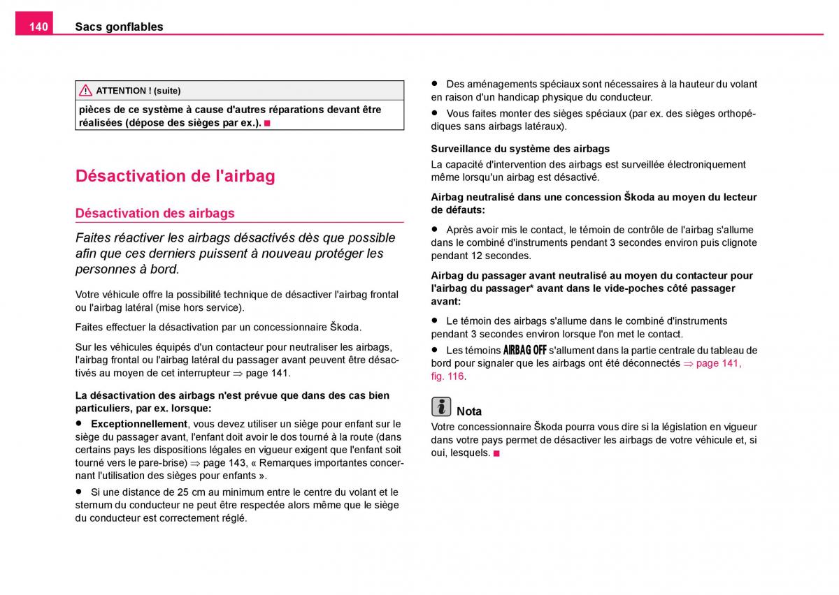 Skoda Fabia I 1 manuel du proprietaire / page 141