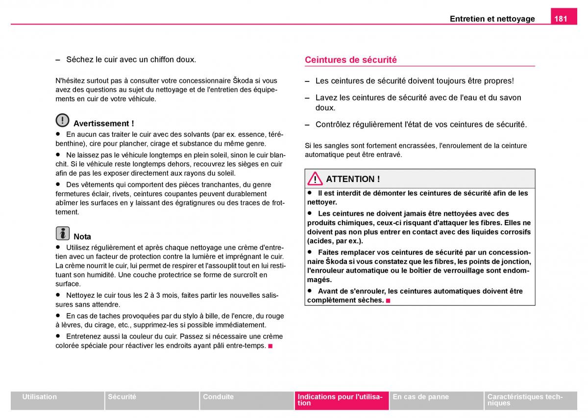 Skoda Fabia I 1 manuel du proprietaire / page 182