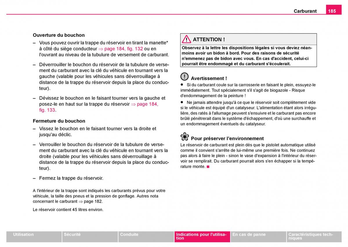 Skoda Fabia I 1 manuel du proprietaire / page 186