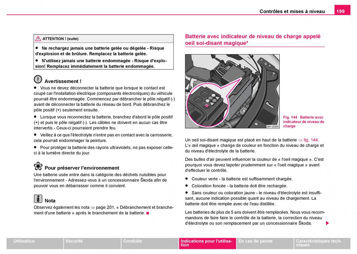 Skoda Fabia I 1 manuel du proprietaire / page 200