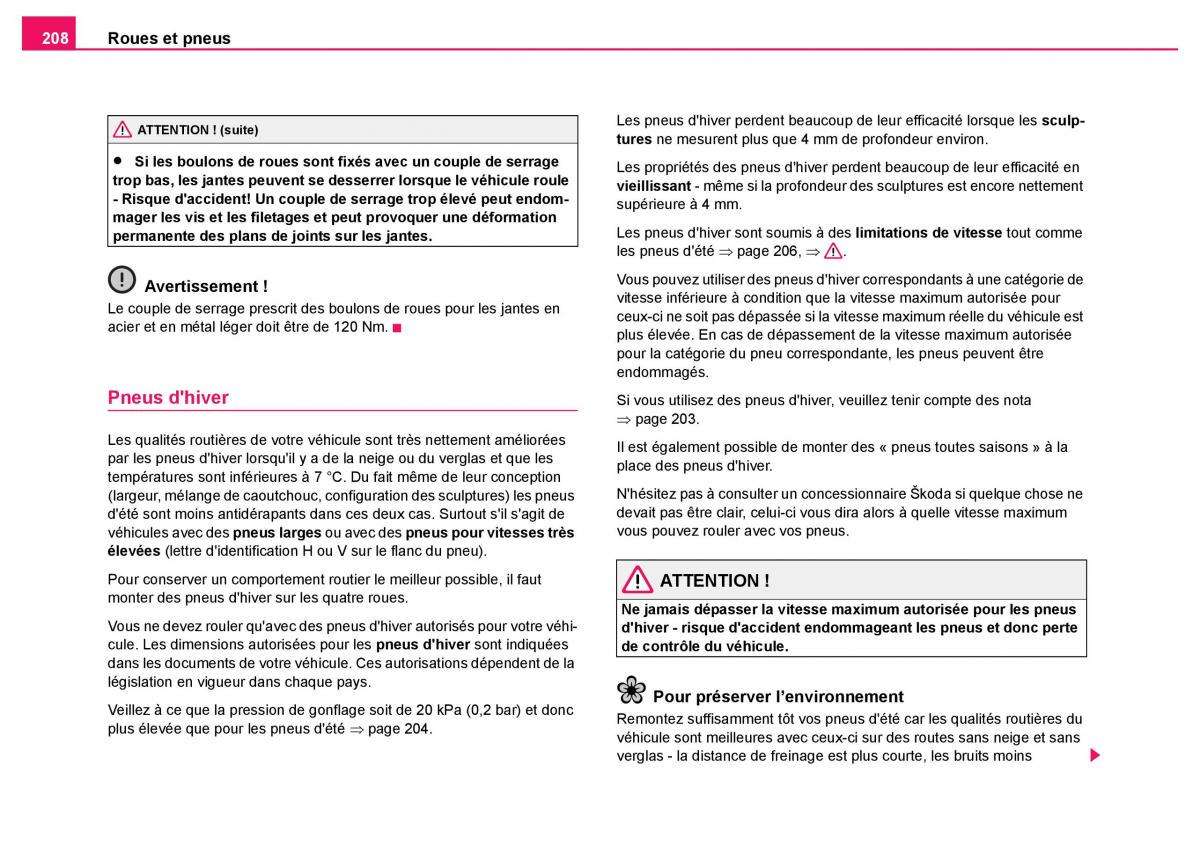 Skoda Fabia I 1 manuel du proprietaire / page 209