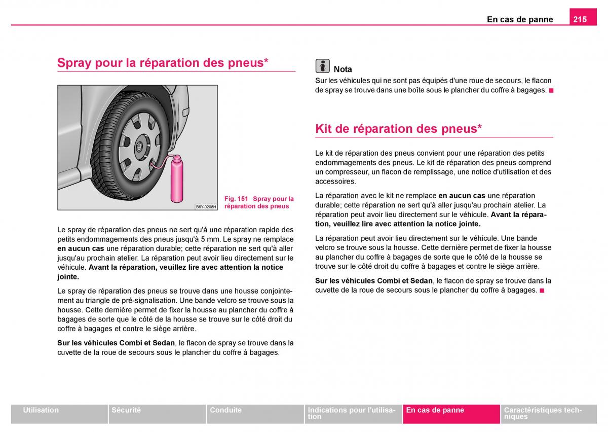 Skoda Fabia I 1 manuel du proprietaire / page 216