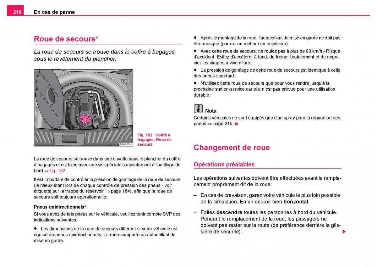 Skoda Fabia I 1 manuel du proprietaire / page 217