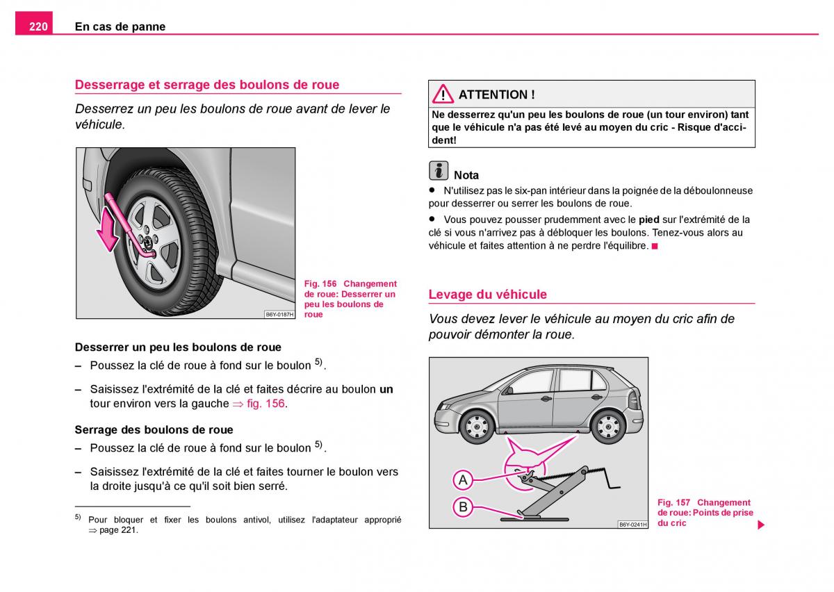 Skoda Fabia I 1 manuel du proprietaire / page 221