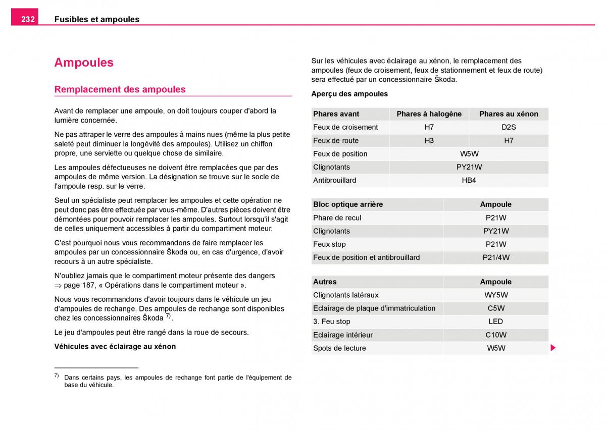 Skoda Fabia I 1 manuel du proprietaire / page 233