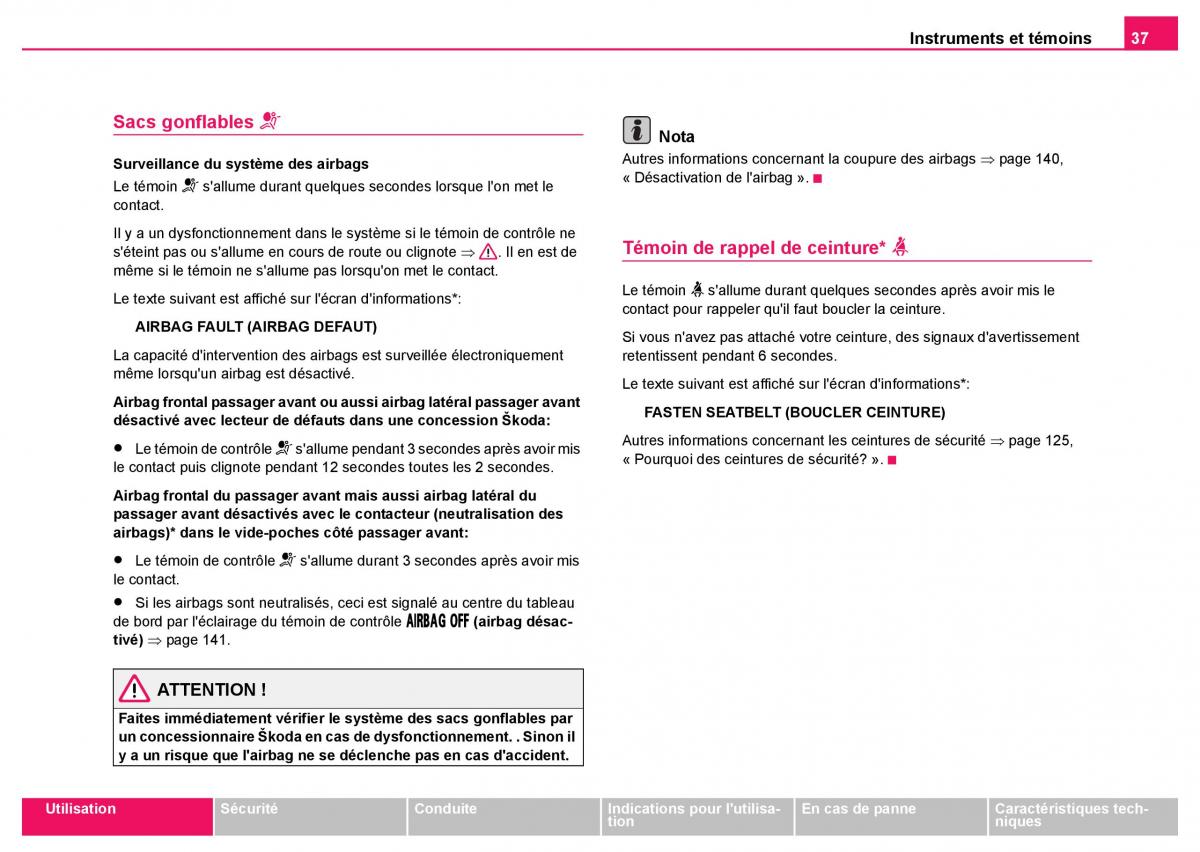 Skoda Fabia I 1 manuel du proprietaire / page 38