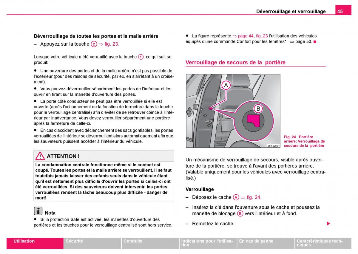 Skoda Fabia I 1 manuel du proprietaire / page 46