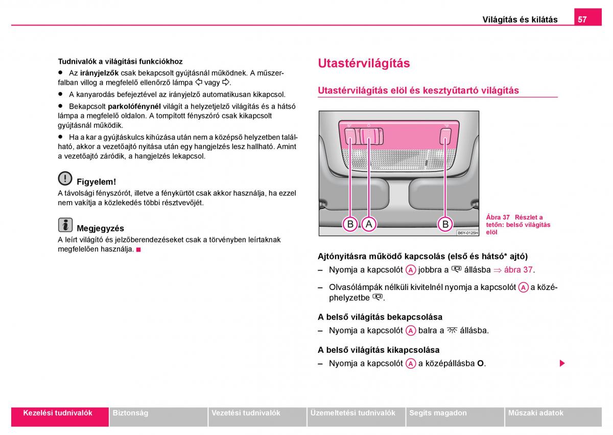 Skoda Fabia I 1 kezelesi utmutato / page 58