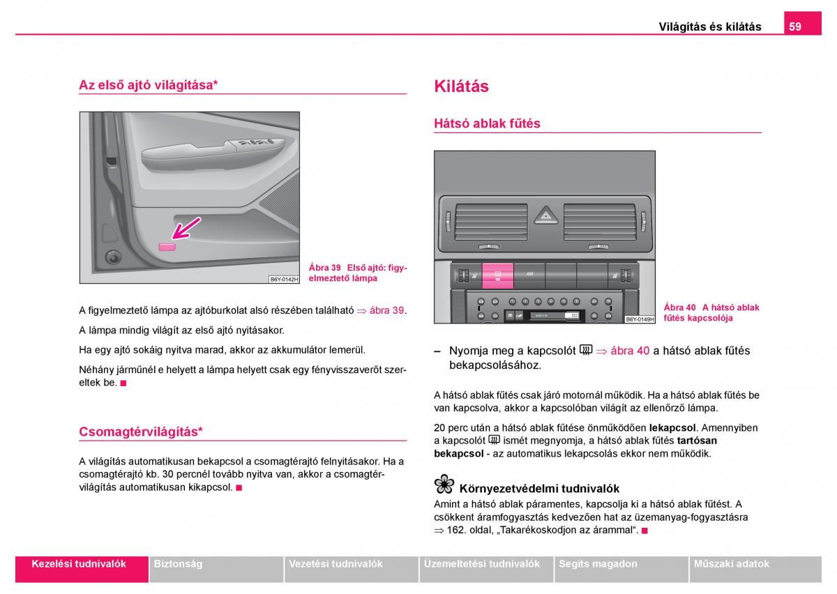 Skoda Fabia I 1 kezelesi utmutato / page 60