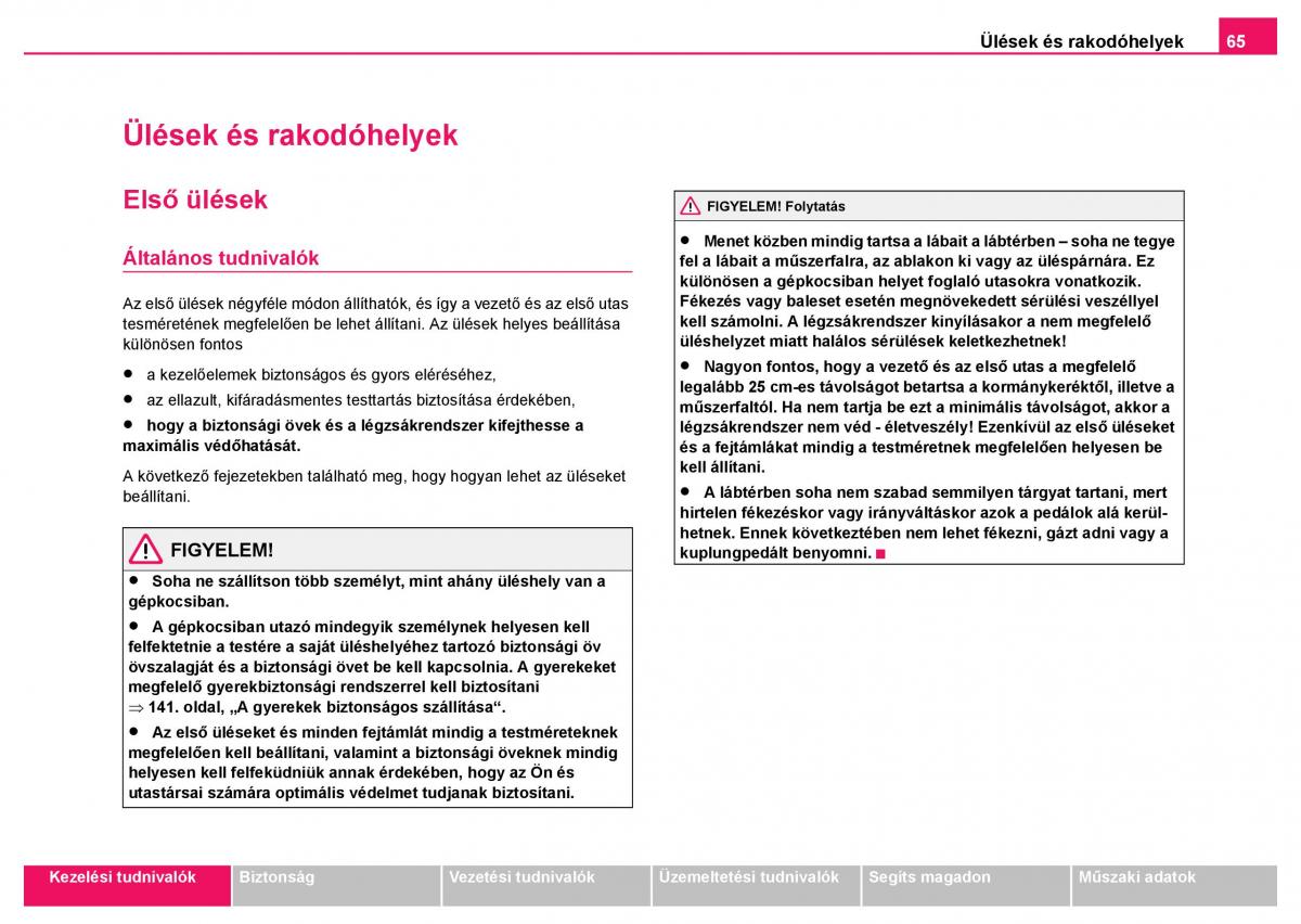 Skoda Fabia I 1 kezelesi utmutato / page 66