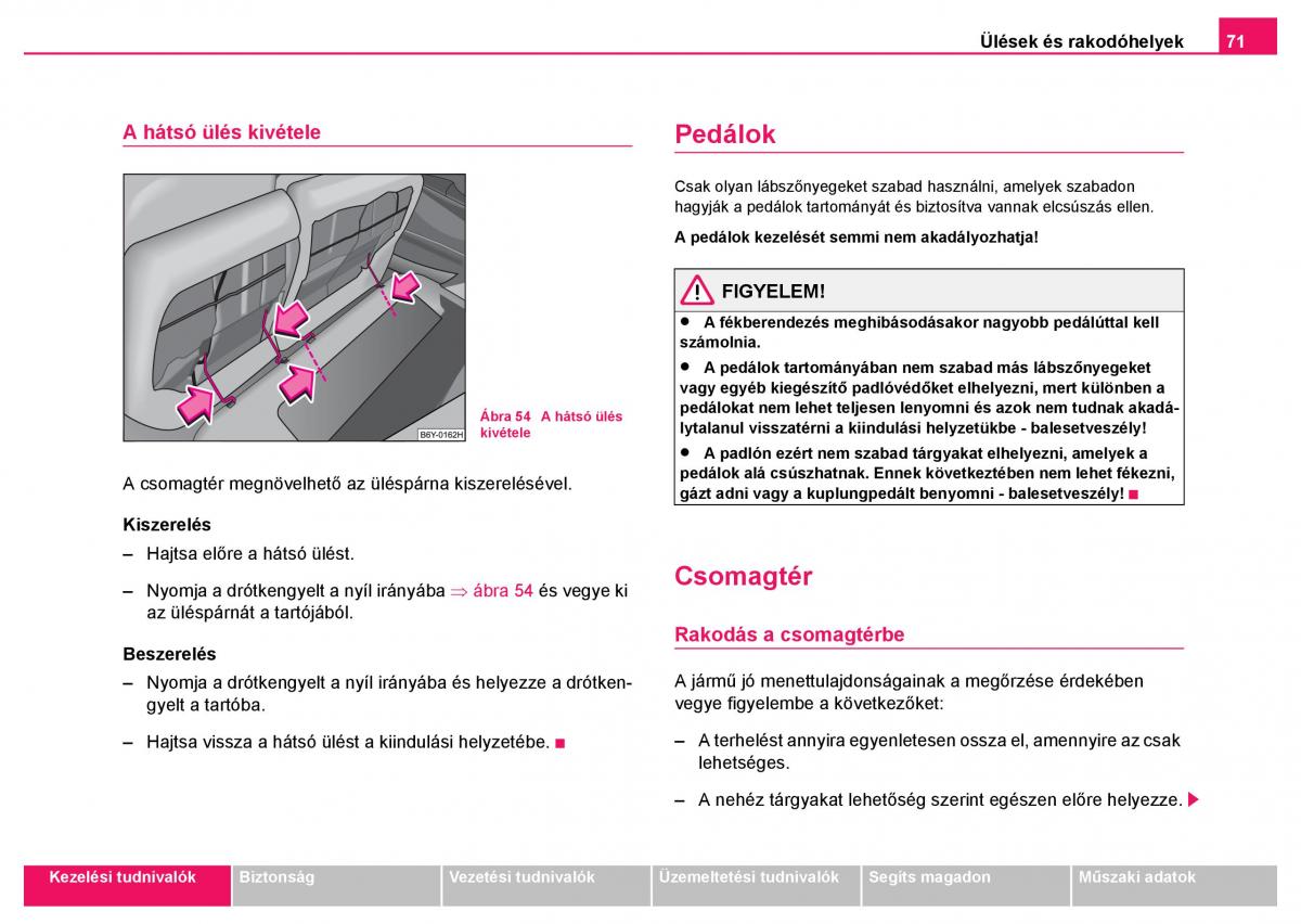 Skoda Fabia I 1 kezelesi utmutato / page 72