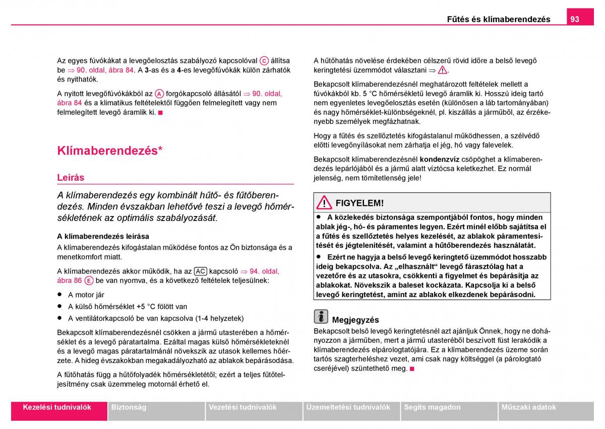 Skoda Fabia I 1 kezelesi utmutato / page 94