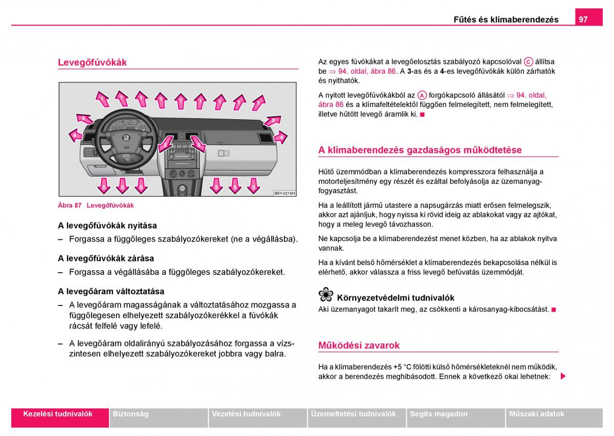 Skoda Fabia I 1 kezelesi utmutato / page 98