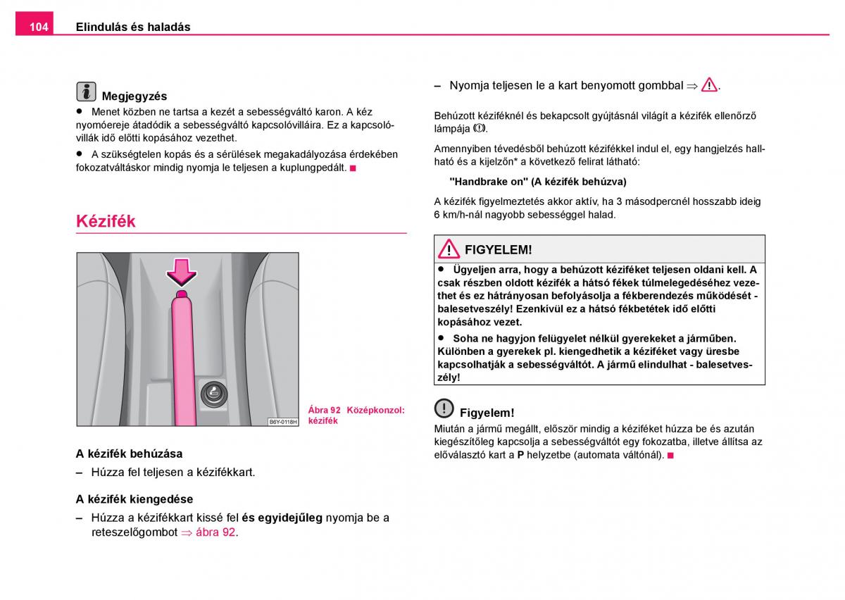 Skoda Fabia I 1 kezelesi utmutato / page 105