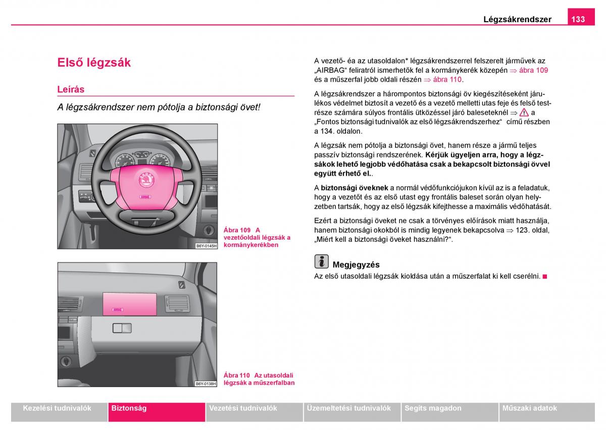 Skoda Fabia I 1 kezelesi utmutato / page 134