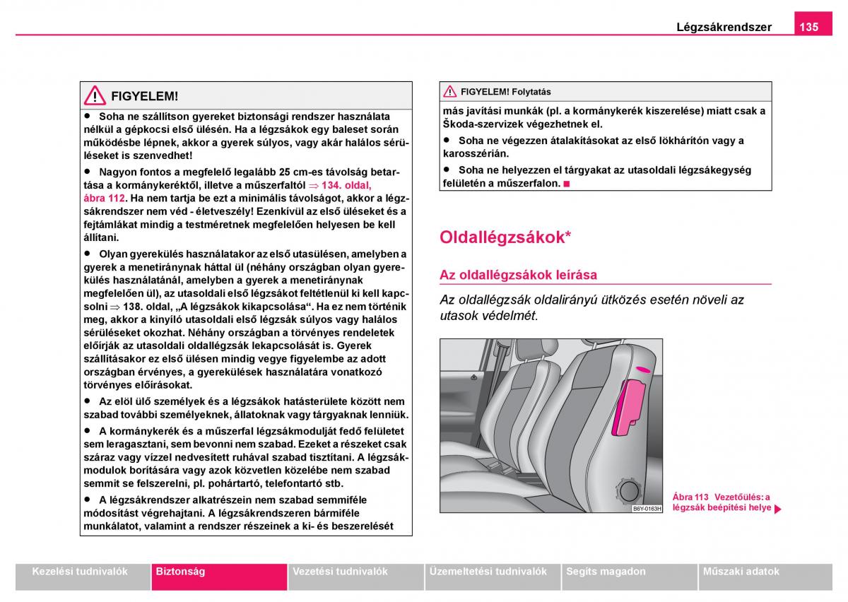 Skoda Fabia I 1 kezelesi utmutato / page 136