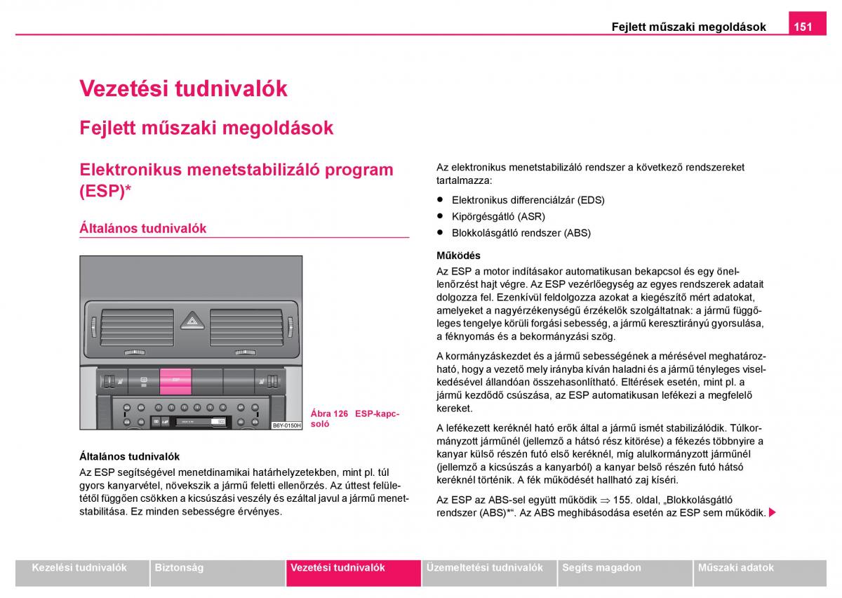 Skoda Fabia I 1 kezelesi utmutato / page 152