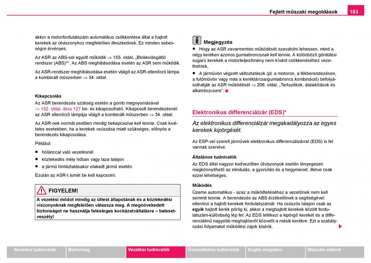 Skoda Fabia I 1 kezelesi utmutato / page 154