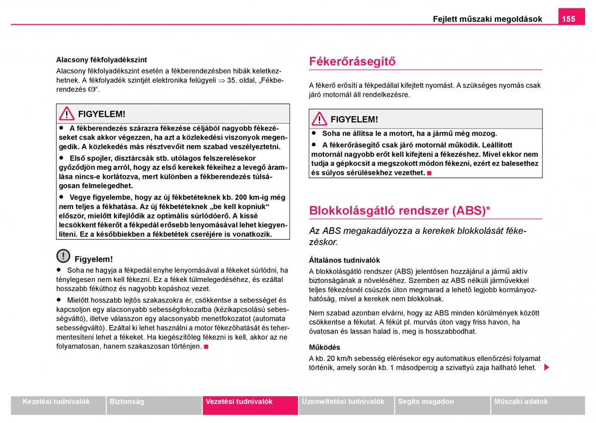 Skoda Fabia I 1 kezelesi utmutato / page 156