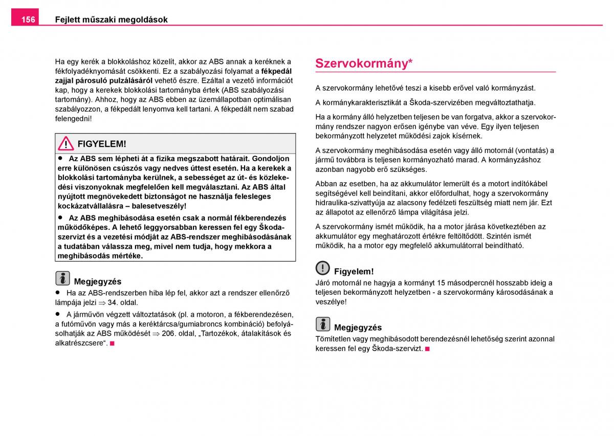 Skoda Fabia I 1 kezelesi utmutato / page 157